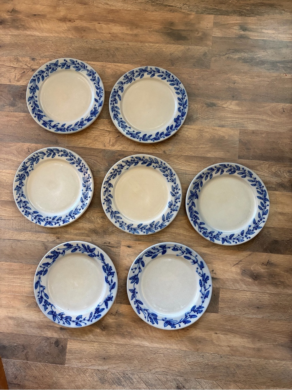 Blueberry Salmon Falls Salt Glazed Stoneware 10” Plates - Set of 7